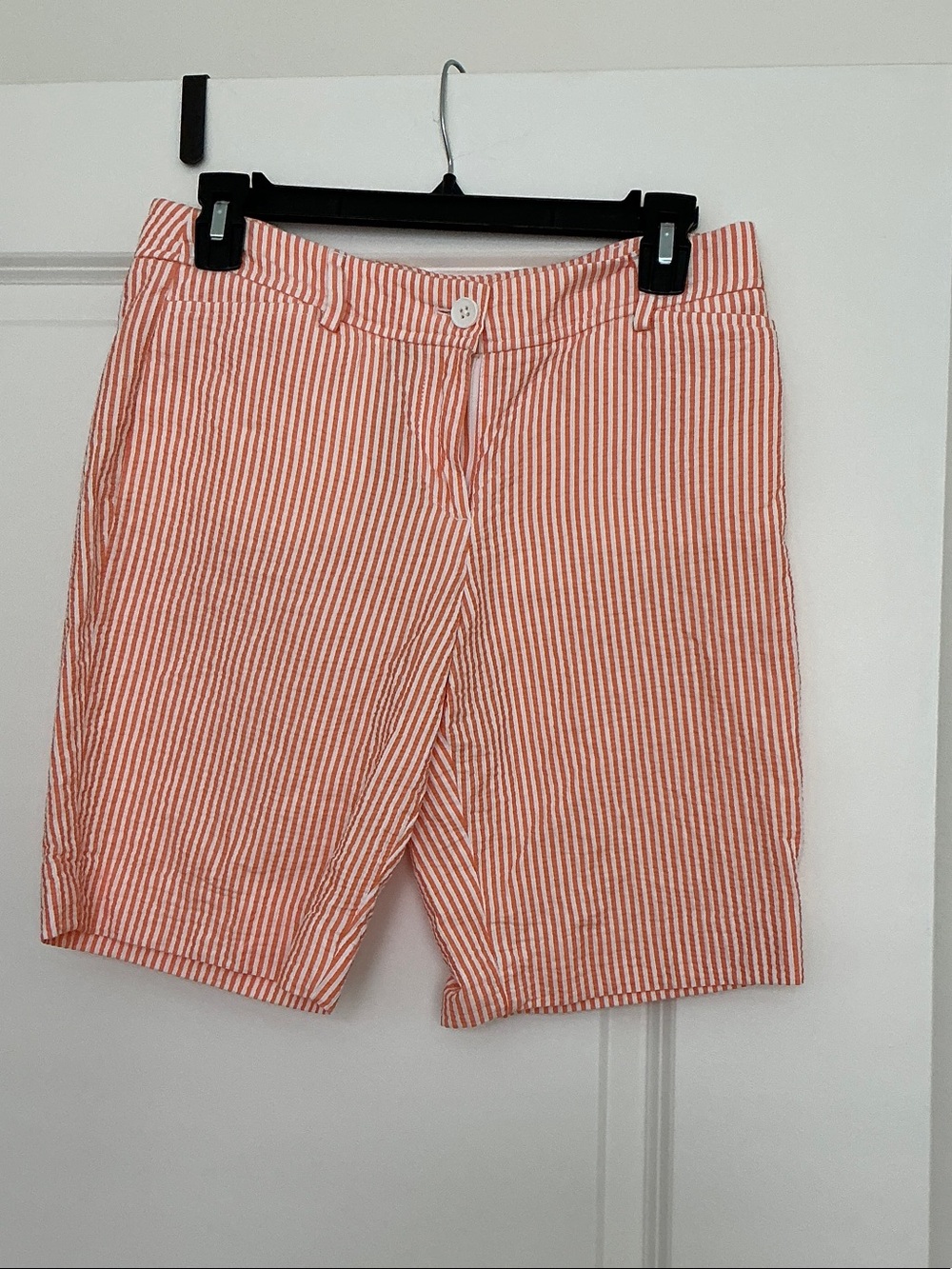 Talbots Orange and White Seersucker Stripe Women's Shorts